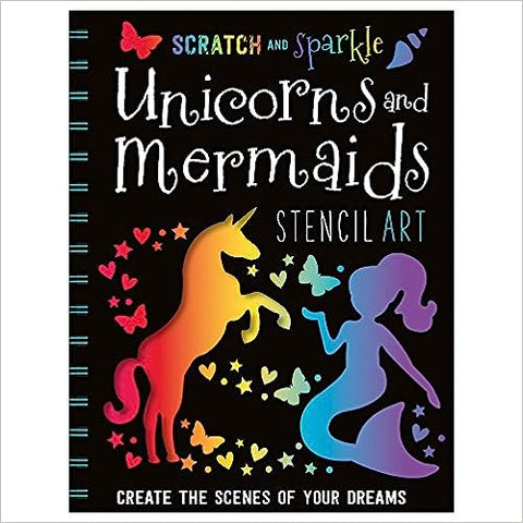 Scratch and Sparkle: Unicorns and Mermaids Stencil art
